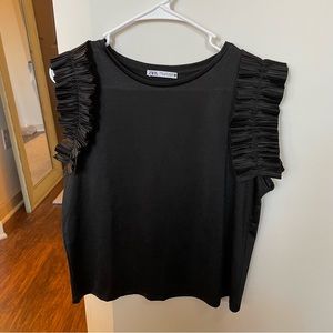 Zara Pleated Ruffle Tee